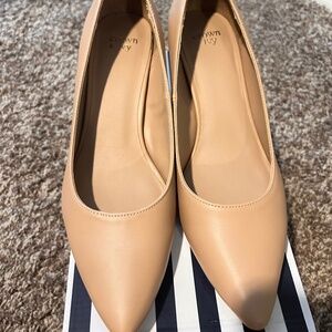 Nude closed toe kitten heels